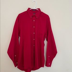 IZOD Red Collared Long Sleeve Button Down Mens Size L